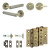 Complete Hex Door Handle Pack - Heavy Duty Tubular Bathroom (Plain Thumb Turn) - Antique Brass - 102mm / 3-inch Hinges - JE-C32B2-AB