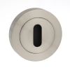 Millhouse Brass Key Escutcheons on Round Rose - Satin Nickel (Pair)