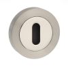 Senza Pari Key Escutcheons on Round Rose - Satin Nickel/Nickel Plate (Pair)