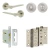 Complete Gio Door Handle Pack - Bathroom Lock (Standard Thumb Turn) - Satin Nickel - 76mm / 3-inch Hinges - JE-E6B3-SN