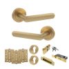 STATUS Carolina Door Handle Pack (Euro Lock Set - 3" CE Sashlock, 4" Fire Rated Hinges x3) - Satin Brass