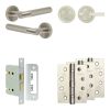 Complete Bari Door Handle Pack - Bathroom Lock (Plain Thumb Turn) - Satin Nickel - 76mm / 4-inch Hinges - JE-D6A2-SN