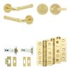 Complete Midtown Door Handle Pack - Heavy Duty Tubular Bathroom (Knurled Thumb Turn) - Satin Brass - 102mm / 3-inch Hinges - JE-G32B1-SB