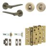 Complete Gio Door Handle Pack - Heavy Duty Tubular Bathroom (Standard Thumb Turn) - Antique Brass - 102mm / 4-inch Hinges - JE-E32A3-AB