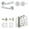 Complete Classic Door Handle Pack - Heavy Duty Tubular Bathroom (Plain Thumb Turn) - Polished Chrome - 76mm / 4-inch Hinges - JE-A31A2-PC