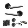 STATUS Alaska Door Handle Pack (Bathroom Set - 2.5" CE Bathroom Lock, 4" Slim Knuckle Hinges x2) - Matt Black