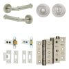 Complete Classic Door Handle Pack - Heavy Duty Tubular Bathroom (Standard Thumb Turn) - Satin Nickel - 64mm / 3-inch Hinges - JE-A30B3-SN
