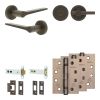 Complete Gio Door Handle Pack - Heavy Duty Tubular Bathroom (Plain Thumb Turn) - Dark Bronze - 102mm / 4-inch Hinges - JE-E32A2-DB