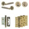 Complete Bari Door Handle Pack - Bathroom - Antique Brass - By Frelan Hardware - JE-D6A3-AB