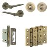 Complete Gio Door Handle Pack - Bathroom - Antique Brass - By Frelan Hardware - JE-E5B3-AB