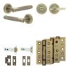 Complete Bari Door Handle Pack - Heavy Duty Tubular Bathroom (Plain Thumb Turn) - Antique Brass - 102mm / 3-inch Hinges - JE-D32B2-AB