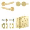 Complete Bari Door Handle Pack - Heavy Duty Tubular Bathroom (Plain Thumb Turn) - Satin Brass - 76mm / 4-inch Hinges - JE-D31A2-SB