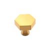 Hexagonal Cupboard Knob Satin Brass