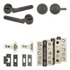 Complete Venice Door Handle Pack - Heavy Duty Tubular Bathroom (Plain Thumb Turn) - Black Nickel - 76mm / 3-inch Hinges - JE-F31B2-BN