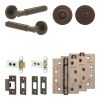 Complete Bloom Door Handle Pack - Heavy Duty Tubular Bathroom (Standard Thumb Turn) - Dark Bronze - 64mm / 4-inch Hinges - JE-B30A3-DB