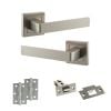 STATUS Montana Door Handle Pack (Latch Set - 2.5" Latch, 3" Hinges x2) - Satin Nickel
