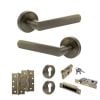 STATUS Carolina Door Handle Pack (Euro Lock Set - 3" CE Sashlock, 4" Slim Knuckle Hinges x2) - Antique Brass