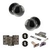 Old English Harrogate Door Knob Pack (Lock Set - 3" Latch & Deadlock, 3" Fire Rated Hinges x3) - Black Nickel