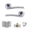 STATUS Indiana Door Handle Pack (Latch Set - 2.5" CE Latch, 3" Fire Rated Hinges x3) - Satin Chrome/Polished Chrome