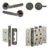 Complete Bari Door Handle Pack - Bathroom Lock (Plain Thumb Turn) - Black Nickel - 76mm / 4-inch Hinges - JE-D6A2-BN