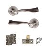 Old English Richmond Door Handle Pack (Latch Set - 3" CE Latch, 4" Slim Knuckle Hinges x2) - Matt Gun Metal
