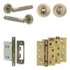 Complete Bari Door Handle Pack - Bathroom Lock (Standard Thumb Turn) - Antique Brass - 76mm / 4-inch Hinges - JE-D6A3-AB