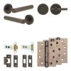 Complete Hex Door Handle Pack - Heavy Duty Tubular Bathroom (Plain Thumb Turn) - Dark Bronze - 76mm / 4-inch Hinges - JE-C31A2-DB