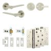 Complete Gio Door Handle Pack - Heavy Duty Tubular Bathroom (Plain Thumb Turn) - Satin Nickel - 64mm / 4-inch Hinges - JE-E30A2-SN
