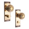 Beehive Knob on Backplate Bathroom Aged Brass