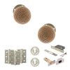 Old English Bridlington Door Knob Pack (Lock Set - 3" Latch & Deadlock, 3" Fire Rated Hinges x3) - Satin Nickel