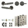 Complete Bloom Door Handle Pack - Heavy Duty Tubular Bathroom (Plain Thumb Turn) - Black Nickel - 102mm / 4-inch Hinges - JE-B32A2-BN