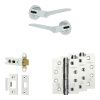 Complete Gio Door Handle Pack - Heavy Duty Latch - Polished Chrome - 76mm / 4-inch Hinges - JE-E21A-PC