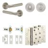 Complete Bari Door Handle Pack - Heavy Duty Tubular Bathroom (Standard Thumb Turn) - Satin Nickel - 64mm / 4-inch Hinges - JE-D30A3-SN