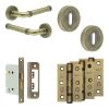 Complete Midtown Door Handle Pack - Sashlock - Antique Brass - 76mm / 3-inch Hinges - JE-G8B8-AB