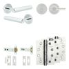 Complete Hex Door Handle Pack - Heavy Duty Tubular Bathroom (Plain Thumb Turn) - Polished Chrome - 102mm / 4-inch Hinges - JE-C32A2-PC