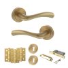 STATUS Texas Door Handle Pack (3 Lever Lock Set - 2.5" CE Sashlock, 3" Fire Rated Hinges x3) - Satin Brass