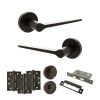 Senza Pari Laviano Door Handle Pack (Bathroom Set - 2.5" CE Bathroom Lock, 4" Fire Rated Hinges x3) - Urban Dark Bronze