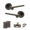 Senza Pari Darrio Door Handle Pack (Latch Set - 3" CE Latch, 4" Slim Knuckle Hinges x2) - Urban Dark Bronze