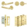 Complete Venice Door Handle Pack - Bathroom Lock (Plain Thumb Turn) - Satin Brass - 76mm / 3-inch Hinges - JE-F6B2-SB