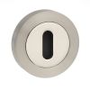 STATUS Key Escutcheons on Round Rose - Satin Nickel/Nickel Plate (Pair)