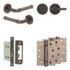 Complete Midtown Door Handle Pack - Bathroom Lock (Plain Thumb Turn) - Dark Bronze - 65mm / 4-inch Hinges - JE-G5A2-DB