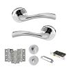 STATUS Texas Door Handle Pack (Bathroom Set - 2.5" CE Bathroom Lock, 3" Fire Rated Hinges x3) - Polished Chrome