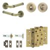 Complete Midtown Door Handle Pack - Heavy Duty Tubular Bathroom (Standard Thumb Turn) - Antique Brass - 102mm / 4-inch Hinges - JE-G32A3-AB