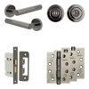 Complete Hex Door Handle Pack - Bathroom Lock (Standard Thumb Turn) - Black Nickel - 65mm / 4-inch Hinges - JE-C5A3-BN