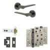 Complete Gio Door Handle Pack - Heavy Duty Latch - Black Nickel - 102mm / 4-inch Hinges - JE-E22A-BN