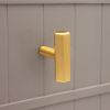 Hexagonal T bar Cupboard Pull Satin Brass