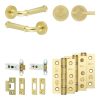 Complete Classic Door Handle Pack - Heavy Duty Tubular Bathroom (Plain Thumb Turn) - Satin Brass - 76mm / 3-inch Hinges - JE-A31B2-SB