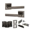 STATUS Kansas Door Handle Pack (Euro Lock Set - 2.5" CE Sashlock, 4" Fire Rated Hinges x3) - Black Nickel