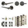 Complete Gio Door Handle Pack - Heavy Duty Tubular Bathroom (Plain Thumb Turn) - Black Nickel - 76mm / 3-inch Hinges - JE-E31B2-BN