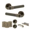 Senza Pari Andretta Door Handle Pack (Bathroom Set - 2.5" CE Bathroom Lock, 4" Fire Rated Hinges x3) - Antique Brass